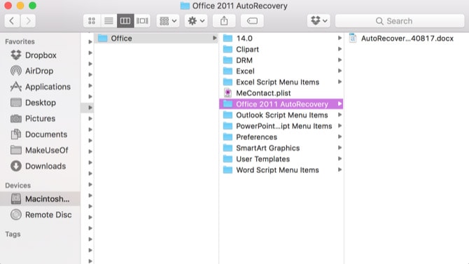 where is temporary file folder for microsoft office on mac